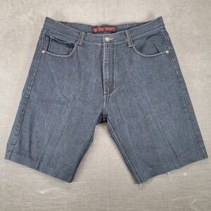 Blac Lacquer Mens Dark Wash Denim Cut Off Shorts Raw Hem Size 40